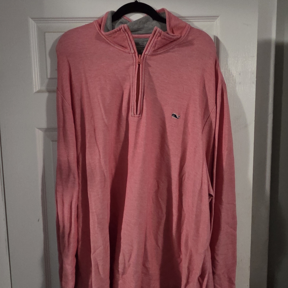 Vineyard Vines Coral Quarter-Zip Pullover